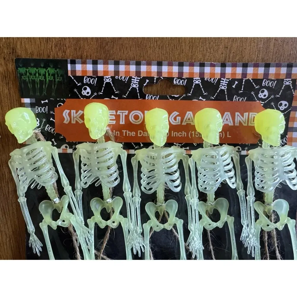 NWT Halloween Decor Lot Unicorn Skeleton Skull Garland Glow in Dark